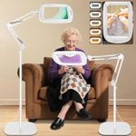 NZQXJXZ 10X 30X Rectangle Magnifying Glass with Light and Stand, LED Lighted Floor Magnifying Lamp, 5 Colour Modes, 4 Levels of Dimming, Hands-Free Magnifier for Close Work, Reading, Craft, Hobby