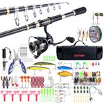 Goture Travel Fishing Rod and Reel Combo, Telescopic Fishing Rod Combo, Carbon Fiber Fishing Pole Spinning Reels, Portable Fishing Starter Kit for Saltwater Freshwater, Fishing Gifts for Men Women
