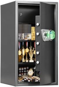 BlackSmith Large Home Safe 3.9 Cub Fingerprint Security Safe with LCD Display Dual Alarm Adjustable Shelves Wall Mount Lock Box Secure Money Jewelry with Individual Lockbox LED Light, Black