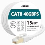 Cat 8 Ethernet Cable 15 ft, Heavy Duty High Speed RJ45 Patch Cord, Cat8 LAN Gold Plated 40Gbps 2000Mhz Network, Indoor Outdoor & Weatherproof S/FTP UV Resistant for Router/Modem/Gaming/Switch/Xbox/PS4