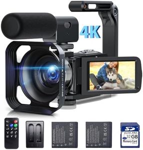 CAMWORLD Caméra Vidéo 4K Caméscope Caméra de Vlogging pour Youtube Zoom Numérique 18X Enregistreur Vidéo à écran Tactile 3,0" avec 2 Piles, Contrôle à Distance Carte SD 32 Go (Black)