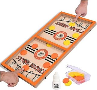 Whistle International - Large Size Fastest Finger First String Hockey Sling Puck Indoor Board Games & Toys for Kids Children Adults & Family. (Orange)