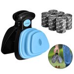 Queta Dog Pooper Scooper with 6 Waste Bags Small Pet Toilet Waste Storage Poop Scoop with Pet Poop Bags Walking Poop Remover Home Yard Outdoor Pickup Tool (Blue)
