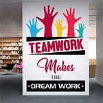 StickMe 'Team Work Makes Dream Work -Typography - Office - Inspirational - Motivational - Quotes - Wall Sticker ' -SM611 (Multi Colour, Vinyl - 50cm X 75 cm)