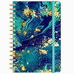 Huamxe Spiral Journal Notebook, Marble Hardcover Lined Journal for Women, Medium 6 x 8.4 in, 160 Pages Thick Paper, Cute A5 College Ruled Notebooks for Journaling Writing Work Office School, Blue