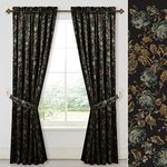 StangH Floral Black Velvet Curtains