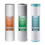 iSpring F3WGB32BM Whole House Water Filter Pack w/ Sediment, Carbon Block, and Iron & Manganese Reducing Cartridges, 4.5” x 20”, Fits WGB32BM