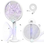 Bug Zapper Electric Swatter, 4000V Foldable Racket, Fly Swatter Fly Zapper Dual Mode 3-with Attractant Light for Kitchen, Garden Indoor and Outdoors