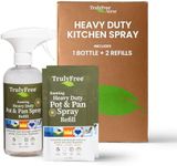 Truly Free Heavy Duty Pot & Pan Spray - Powerful Foaming Grease Remover, Multi-Purpose Kitchen Cleaner Spray Degreaser for Oven, Stoves, Grill & More, Citrus Scent - Includes 1 Empty Bottle & 2 Refill
