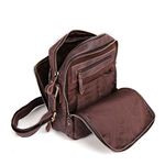 BAIGIO Men's Leather Shoulder Bag Vintage Small Ipad Messenger Bag Business Cross Body Bag Men Casual Hangbag Side Satchel Sling Crossbody Bag for Work Travel Daily, Coffee