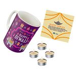 Tee Mafia Combo Coffe Mug | with Card and Wax(Diya) Best Diwali Gift for Boss Staff Co-Workers Friend Family | Surprise Gift Diwali | Bhaifota Gift for Brother & Sister | ( Diwali White )