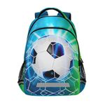 BOENLE Kids Backpack for Boys Girls Elementary School Bag Bookbag Travel Rucksack, Soccer Ball, 11.6"L X 6.9"W X 16.7"H, Traditional Backpacks