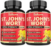 6in1 St. John's Wort Capsules Extract Supplement - Mood & Mind Support - Ashwagandha, Turmeric, Passion Flower, Ginkgo Biloba & Black Pepper - 2 Packs 60 Vegan Capsules - Supply for 4 Months