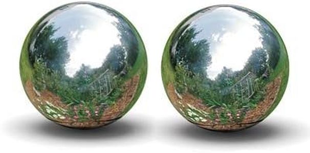 BestNest Rome Stainless Steel Gazing Balls, Silver, 12" Dia., 2 Pack