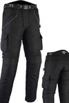 Texpeed Mens All Black Waterproof Armoured Motorcycle Motorbike Biker Trousers/Pants With CE Armour (EN 1621-1) - 40W / 32L