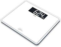 Beurer GS 410 White Signature Line Glass/Bathroom Scales with Extra Large Tread Surface Made of Super White Safety Glass, Stylish Black Display in XXL Format and Load Capacity up to 200 kg