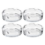 HOMESHOPA Round Glass Ashtrays, Solid & Practical Transparent Glass Ash Tray for Cigarettes Cigars, Clear Stackable Ashtray for Indoor Outdoor Home Office Restaurant Decorative Tabletop (4 Pack)