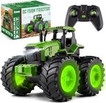 Remote Control Tractor Toys, Light Up Farm Monster Trucks Toy for Boys 3, 4, 5, 6, 7 Year Old, 2.4 Ghz RC Tractor Toys, Ideal Christmas, Birthday Gifts for Kids