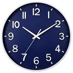 HZDHCLH Navy Wall Clocks Battery Operated,12 inch Silent Non Ticking Modern Wall Clock for Home Living Room Bedroom Kitchen Office Classroom Decor