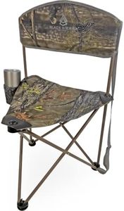 Black Sierra XL Tripod Hunting Stool w/Backrest, Lightweight Portable Fishing Chair w/Cupholder and Carry Strap, Supports 225 Lbs, Portable Outdoor Chair for Hunting, Camping, Travel, Hiking