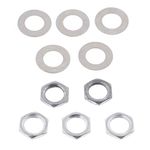 5Pcs Jack Socket Nuts + 5pcs Potentiometer Washers for Electric Guitar Parts - Silver, 8mm