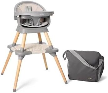 Kyrise 5-in-1 High Chair for Baby & Toddler - Convertible Baby Dining Seat - Portable Floor/Booster Seat - Tray w. Cover - 5-Point Harness - Building Block Table & Stool (Gray) + Travel Carry Bag