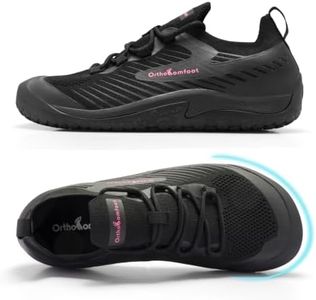 Women Wide Toe Box Zero Drop Barefoot Shoes, Arch Support Soft Casual Shoes, Lightweight Travel Working Footwear, Breathable Daily Walking Shoes for Wide Feet Swollen Feet, Black Size 7.5