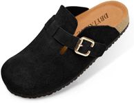 Clogs for Women Slip On - Arch Support Leather Mules, Potato Shoes with Cushioned Sole Black