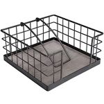 Homode Farmhouse Napkin Holder, Wooden Napkin Holders for Paper Napkins, Square Kitchen Napkin Dispenser for Tables, Flat Napkin Basket with Weighted Arm, Rustic Gray