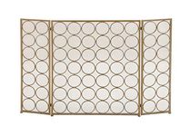 Deco 79 Modern 3-Panel Metal Fire Screen, Tin, Brass, 32" x 47"