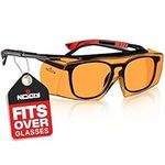 NoCry Blue Light Blocking Glasses to Wear Over Glasses, Safety Glasses with 100% UV Glasses Protection, Anti-Fog Scratch Resistant Lenses, Light Sensitivity Glasses, Computer Glasses, Orange Glasses