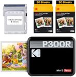 KODAK Mini 3 Retro 4PASS Portable Photo Printer (3x3 inches) Initial 8 Sheets + 60 Sheets Bundle, Black