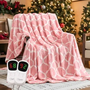 Homemate Heated Blanket Electric King Size - 100“x90“ Heating Blanket with 10 Fast Heat Levels 8 Hours Auto Off Ultra Soft Cozy Flannel Over-Heated Protection ETL Certification Keep Warming in Home