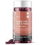 Feel Amazing Vegan Hair, Skin & Nails Complex Gummies - Beauty Support - with Zinc, Biotin, Vitamin C & D - Blueberry Flavour, Vegan, Halal, 60 Gummies, 30-Day Supply (1)