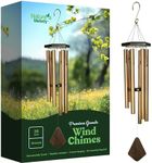 Nature’s Melody Premiere Grande Tunes Wind Chimes – Outdoor Windchime with 6 Tubes Tuned to E Pentatonic Scale, Rustproof Aluminum, Beech Wood & S Hook Hanger for Sympathy, Memorial Gift or Zen Garden