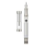 Asvine V200 Titanium Fountain Pen Vacuum Filling, Iridium Extra Fine Nib Clear Transparent Acrylic Smooth Writing Pen Case Set