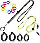 Chinco 16 Pcs Anti lost Lanyard Set Include 2 Necklace Lanyards Safety Neck Strap with 14 Silicone Ring Soft Protective Ring (Yellow, Black)