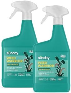 Sunday Weed Warrior, 32oz, 2 Pack - Grass & Weed Killer - Organic, Ready-to-Use Weed Killer Spray - Herbicide Spot Treatment - Kills Weeds, Grass, Algae and Moss