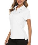 YSENTO Women Golf Shirts Dry Fit Short Sleeve Moisture Wicking Polo Shirts(White, US M)