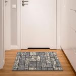 Ottomanson Area Rug/Mat, Box Design, Gray, Rubber Back, 27.2 x 35.8 inches (69 x 91 cm)