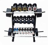 Protoner 3 in 1 Dumbbell Rack, Plate Stand and Bar Holder, Multi-Tier Weight Storage Organizer (Black)