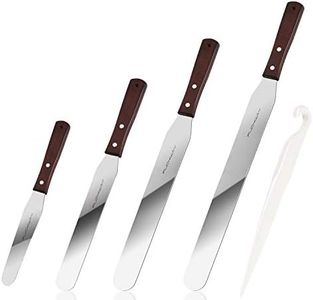 PUCKWAY 4PCS Cake Decorating Icing Spatula set with 4, 6, 8 & 10 Inch Stainless Steel Blade, Wood Handle Frosting Spatulas and Cake Stripping Tool (Straight Spatulas 4, 6, 8 & 10 Inch)