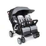 Foundations Sport Quad 4-Seat Folding Stroller with Oversized UV Blocking Canopy, 5-Point Harness for Added Safety, Easy Loading, Storage Bucket (Gray)