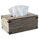 MyGift Distressed Wood Tissue Box Holder with Hinged Lid