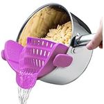 Original Kitchen Gizmo Strainer for Pots, Pans, and Bowls | Adjustable Silicone Clip on Colander | Snap N Strain Kitchen Gadget for Fruits, Veggies, Salads, Pasta, & More | Dishwasher Safe | Purple
