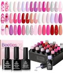 beetles Gel Polish Nail Set 20 Colors Alluring Sweetie Collection Nude Pink Purple Glitter Red Manicure Kit with Base Glossy and Matte Top Coat