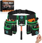 Magnetic Tool Belt for Men, 26 Pockets Heavy Duty Tool Pouch, Magnet Holster Nail Utility Toolbelt Detachable Adjustable Waist Holder for Handyman Contractor Mechanic Plumber Roofer Dad Gift -Green