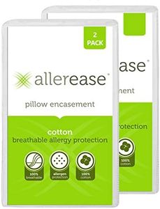 AllerEase 100% Cotton Allergy Protection Pillow Protectors - Hypoallergenic, Zippered, Allergist Recommended, Prevent Collection of Dust Mites and Other Allergens, King Sized, 20" x 36" (Set of 2)