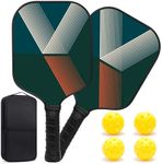 Pickleball Paddles Set, Fiberglass Pickleball Paddle Set of 2, 2 Outdoor 2 Indoor Pickleballs and Carry Bag, Lightweight Pickle Ball Rackets Bats by HEMIZAN