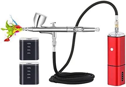 Casubaris Airbrush kit with compressor portable cordless Airbrush kit,Rechargeable auto stop dual action air brush pen,Match Different Airbrush Gun for Barbers model painting Nail Art Craft Makeup